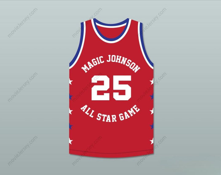 CUSTOM ANY Name Number JEROME KERSEY 25 MAGIC JOHNSON ALL STAR GAME RED BASKETBALL JERSEY 1990 MIDSUMMER NIGHT'S MAGIC CHARITY EVENT Top Stitched S-6XL