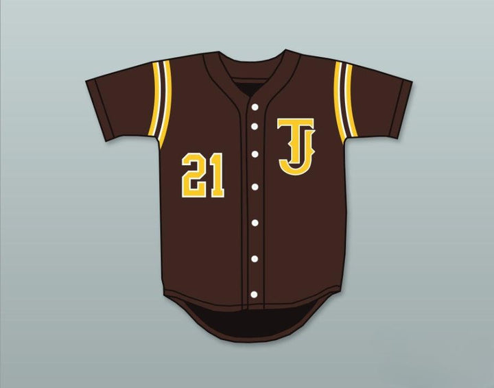 Custom Any Name Number KYLE FREELAND 21 THOMAS  HIGH SCHOOL SPARTANS BROWN BASEBALL JERSEY 2 Top Stitched S-6XL