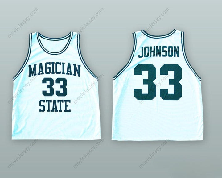CUSTOM ANY Name Number MAGIC JOHNSON 33   WHITE BASKETBALL JERSEY Top Stitched S-6XL
