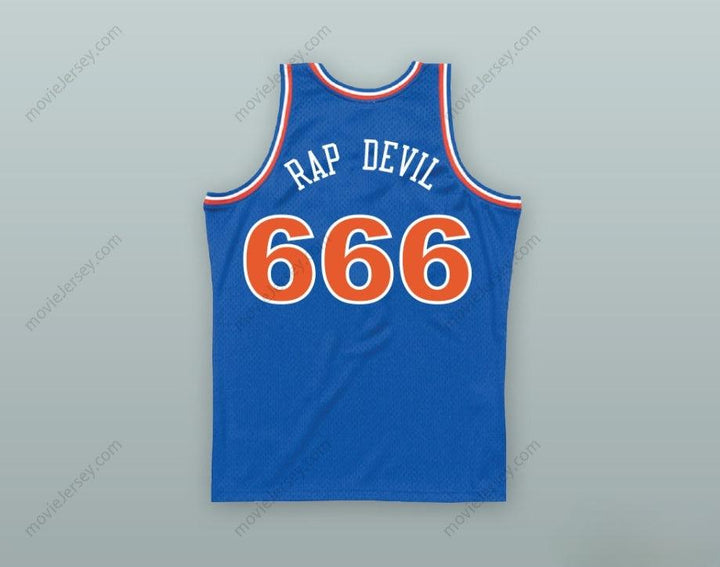 CUSTOM ANY Name Number MGK 666 RAP DEVIL OLD SCHOOL BLUE BASKETBALL JERSEY Top Stitched S-6XL