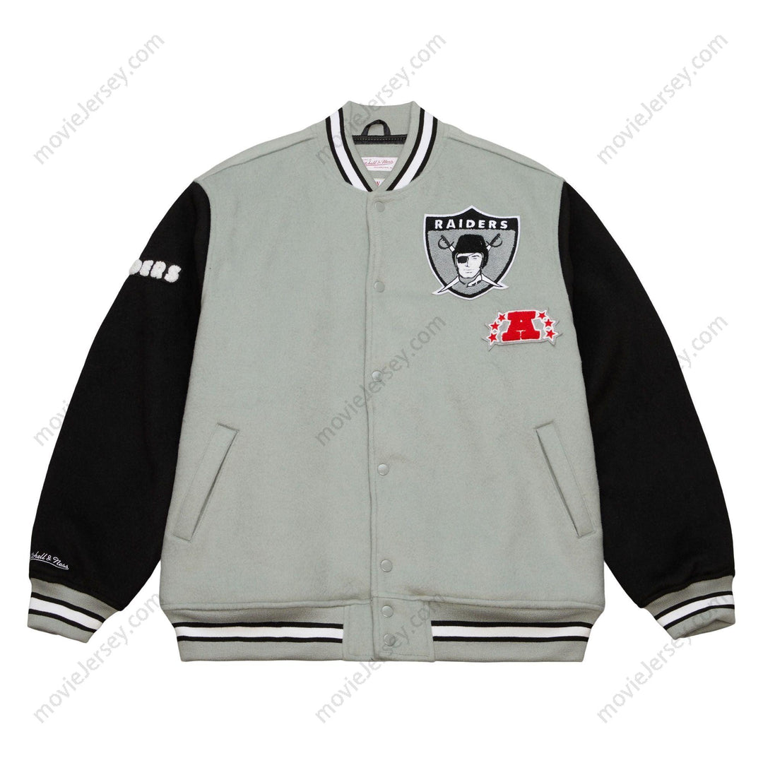 Mens Black Oakland Raiders Gridiron Classics Team Legacy Full-Snap Varsity Jacket