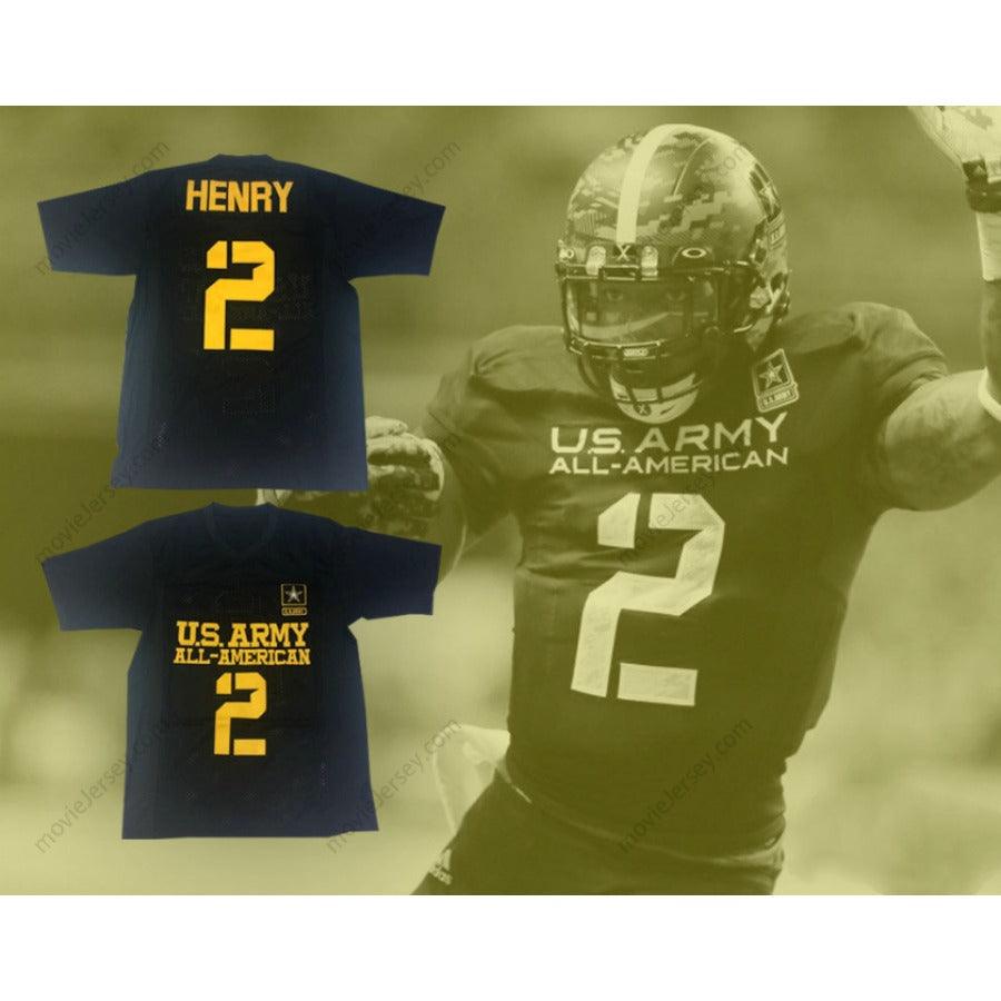 CUSTOM ANY Name Number DERRICK HENRY 2 U.S. ARMY HIGH SCHOOL ALL-AMERICAN BLACK FOOTBALL JERSEY Top Stitched S-6XL