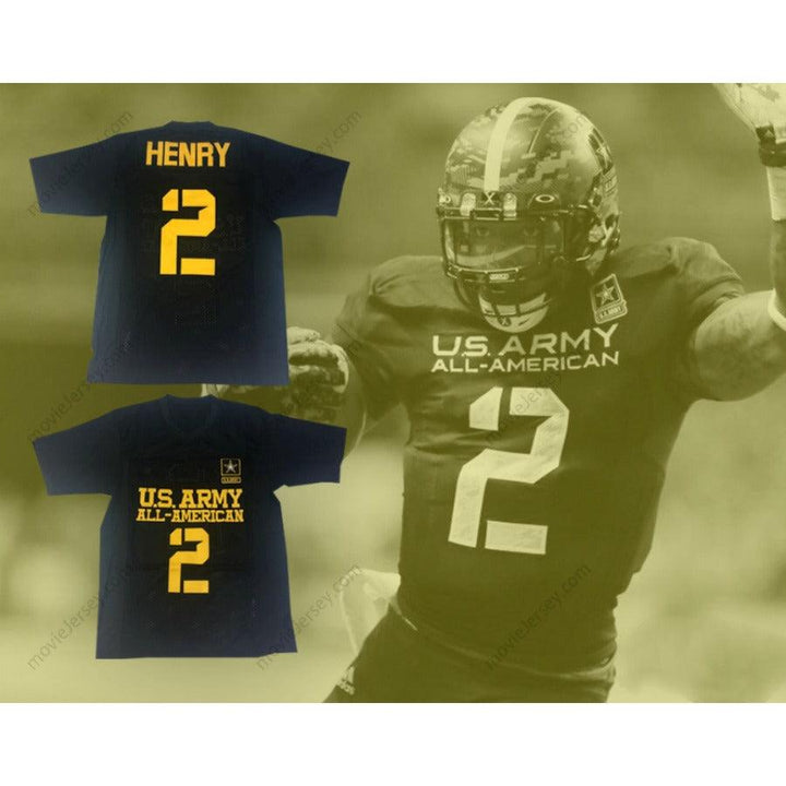 CUSTOM ANY Name Number DERRICK HENRY 2 U.S. ARMY HIGH SCHOOL ALL-AMERICAN BLACK FOOTBALL JERSEY Top Stitched S-6XL