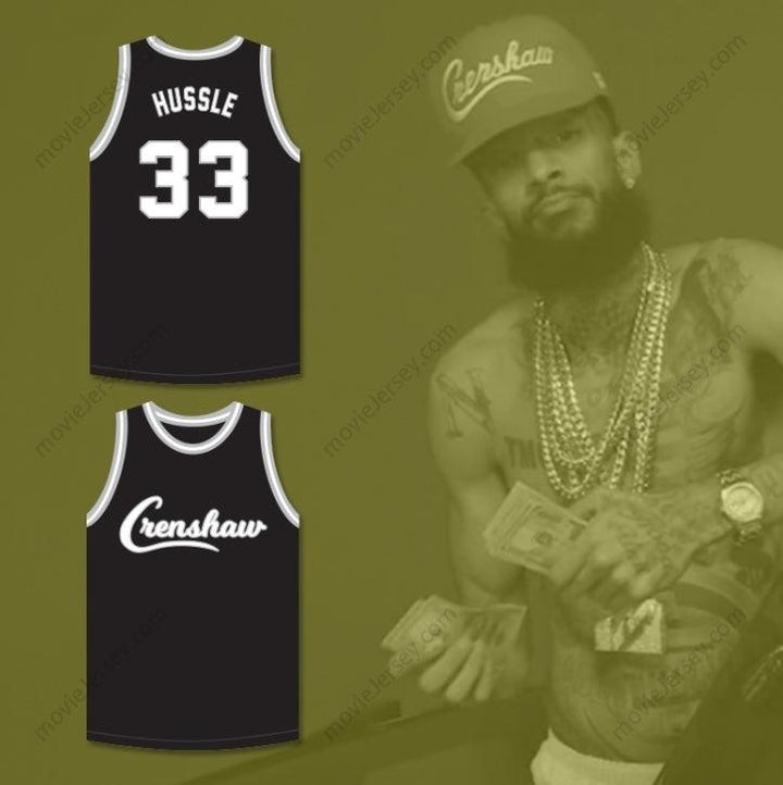 CUSTOM ANY Name Number NIPSEY HUSSLE 33 CRENSHAW BLACK BASKETBALL JERSEY Top Stitched S-6XL