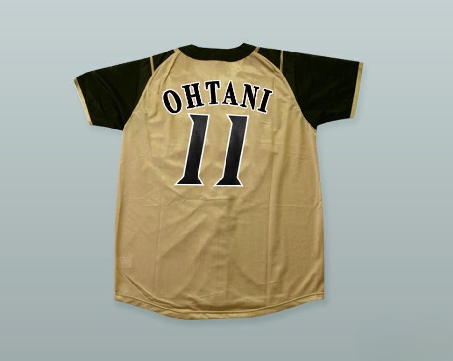 Custom Any Name Number SHOHEI OTANI 11 HOKKAIDO NIPPON-HAM FIGHTERS BUTTON DOWN TAN BASEBALL JERSEY WITH PATCH Top Stitched S-6XL