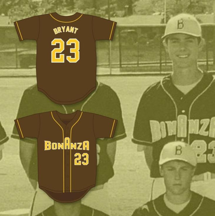 Custom Any Name Number KRIS BRYANT 23 BONANZA HIGH SCHOOL   BROWN BASEBALL JERSEY 4 Top Stitched S-6XL