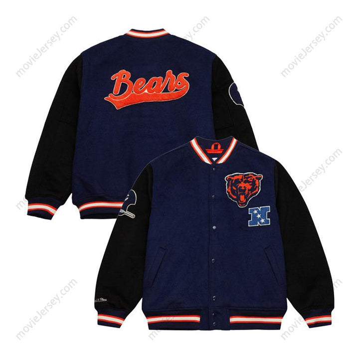 Men’s Black Chicago Bears Team Legacy Full-Snap Varsity Jacket