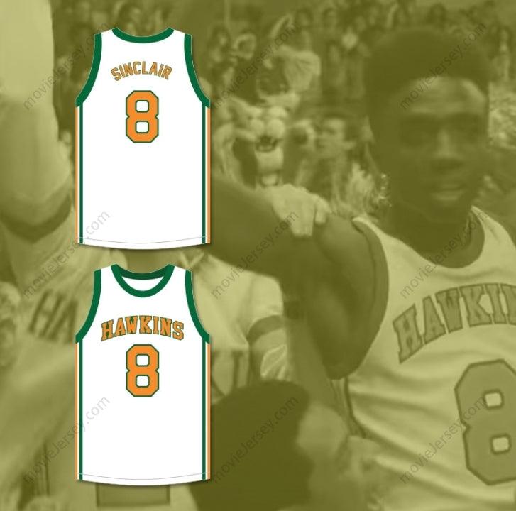 CUSTOM ANY Name Number LUCAS SINCLAIR 8 HAWKINS HIGH SCHOOL TIGERS WHITE BASKETBALL JERSEY 2 Top Stitched S-6XL