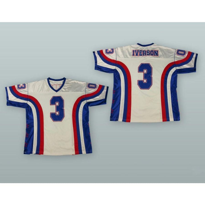 CUSTOM ANY Name Number ALLEN IVERSON 3 WHITE FOOTBALL JERSEY All Stitched S-6XL