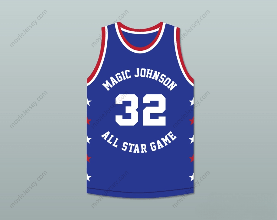 CUSTOM ANY Name Number MAGIC JOHNSON 32 MAGIC JOHNSON ALL STAR GAME BLUE BASKETBALL JERSEY 1988 MIDSUMMER NIGHT'S MAGIC CHARITY EVENT Top Stitched S-6XL
