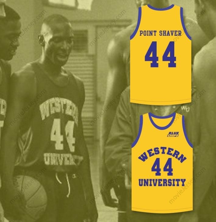 CUSTOM ANY Name Number ANTHONY C HALL TONY THE POINT SHAVER 44   YELLOW BASKETBALL JERSEY WITH BLUE CHIPS PATCH Top Stitched S-6XL