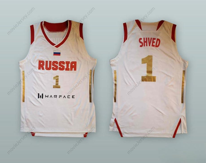 CUSTOM ANY Name Number ALEXEY SHVED 1 RUSSIA NATIONAL TEAM WHITE BASKETBALL JERSEY Top Stitched S-6XL