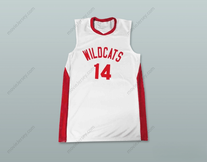 CUSTOM ANY Name Number ZAC EFRON TROY BOLTON 14 EAST HIGH SCHOOL WILDCATS WHITE BASKETBALL JERSEY Top Stitched S-6XL