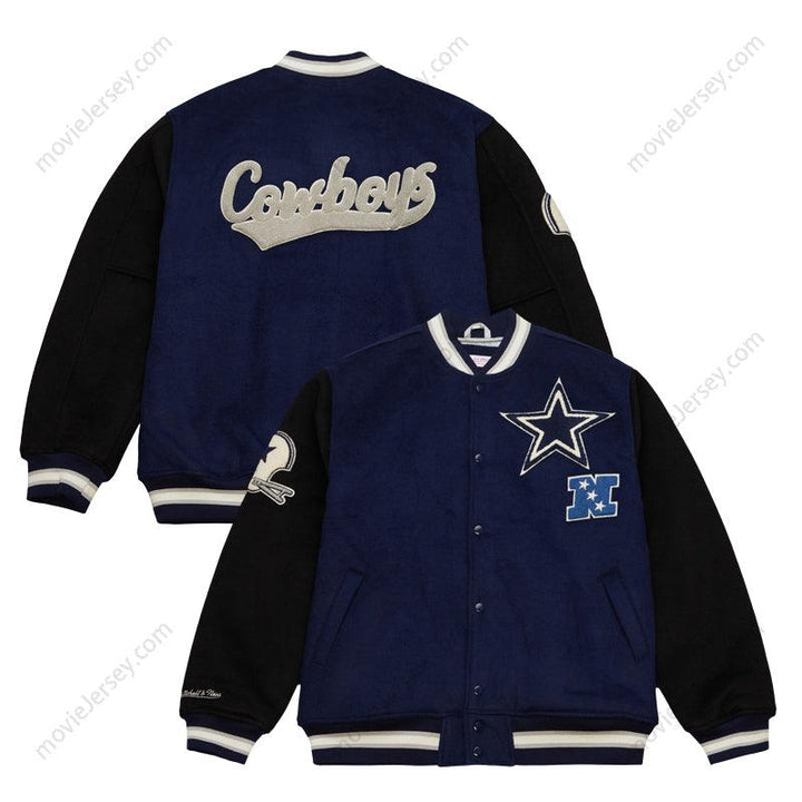 Men’s Navy Dallas Cowboys Team Legacy Full-Snap Varsity Jacket