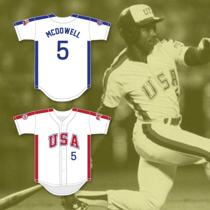 Custom Any Name Number ODDIBE MCDOWELL 5 1984 USA TEAM WHITE BUTTON DOWN BASEBALL JERSEY Top Stitched S-6XL
