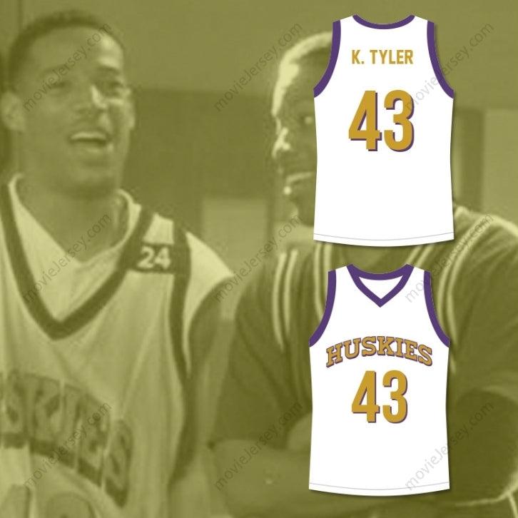 CUSTOM ANY Name Number MARLON WAYANS KENNY TYLER 43 HUSKIES BASKETBALL JERSEY THE 6TH MAN WHITE Top Stitched S-6XL