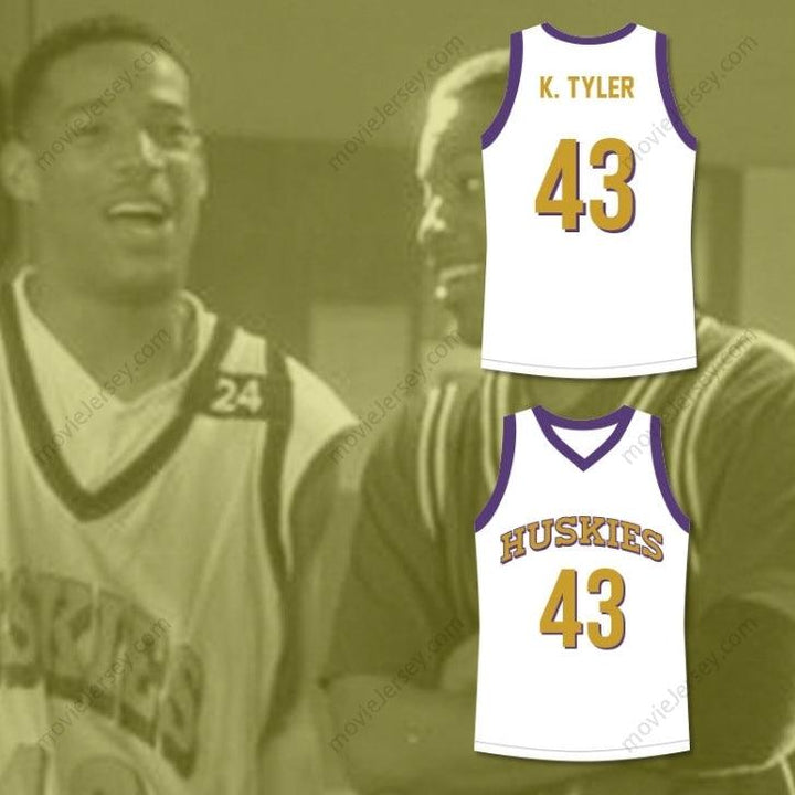 CUSTOM ANY Name Number MARLON WAYANS KENNY TYLER 43 HUSKIES BASKETBALL JERSEY THE 6TH MAN WHITE Top Stitched S-6XL