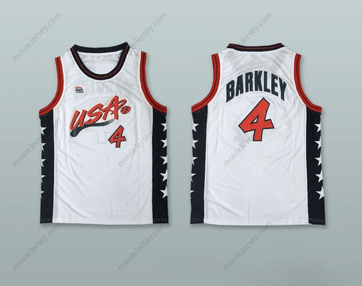CUSTOM ANY Name Number 1996 CHARLES BARKLEY 4 USA TEAM HOME BASKETBALL JERSEY Top Stitched S-6XL