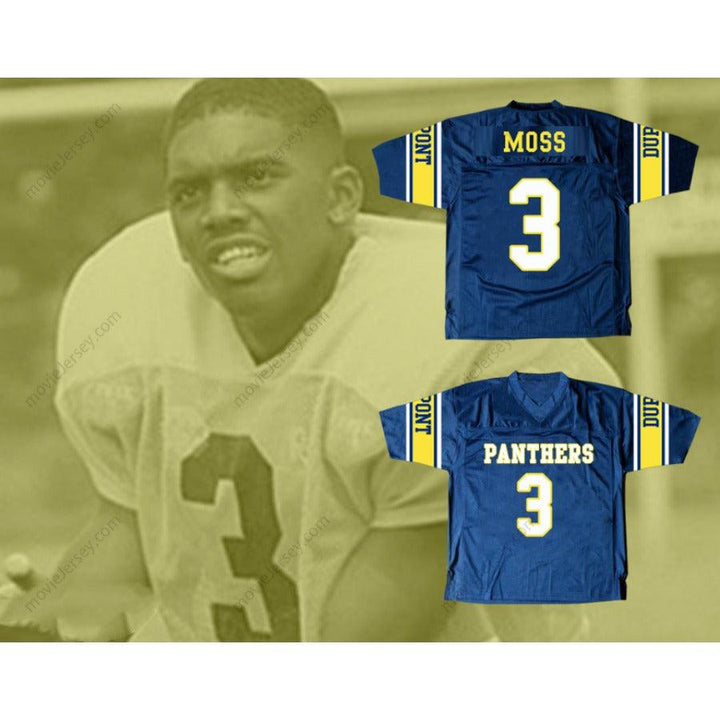CUSTOM ANY Name Number RANDY 3 MOSS DUPONT PANTHERS HIGH SCHOOL FOOTBALL JERSEY Top Stitched S-6XL