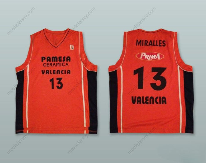 CUSTOM ANY Name Number ALBERT MIRALLES 13 PAMESA VALENCIA ORANGE BASKETBALL JERSEY Top Stitched S-6XL