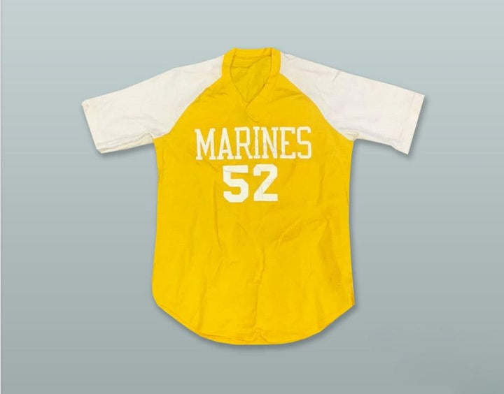 Custom Any Name Number MARINES 52 YELLOW PULLOVER BASEBALL JERSEY Top Stitched S-6XL