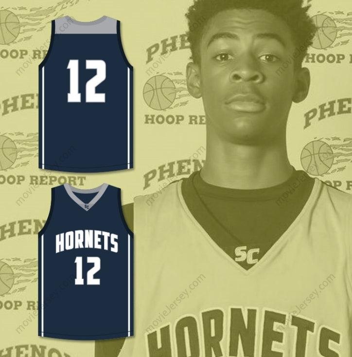 CUSTOM ANY Name Number JA MORANT 12   HORNETS NAVY BLUE BASKETBALL JERSEY 1 Top Stitched S-6XL