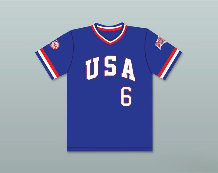 Custom Any Name Number SID AKINS 6 1984 USA TEAM BLUE BASEBALL JERSEY Top Stitched S-6XL