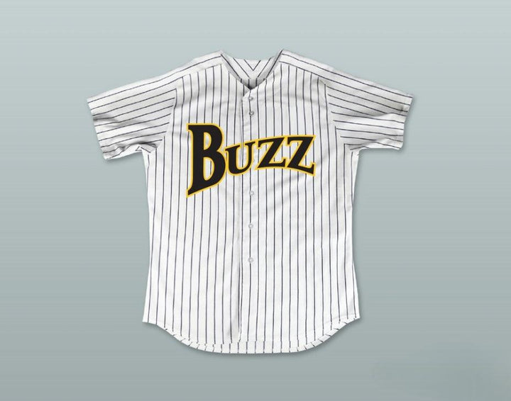 Custom Any Name Number HOG ELLIS 4 BUZZ WHITE PINSTRIPED BASEBALL JERSEY MAJOR LEAGUE: BACK TO THE MINORS Top Stitched S-6XL