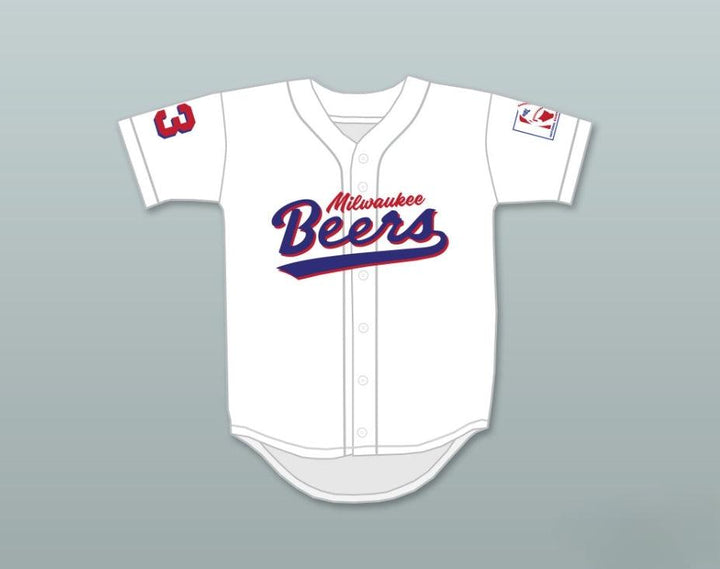 Custom Any Name Number KENNY SCOLARI 23  BEERS LOGO DELUXE BASEKETBALL WHITE BASEBALL JERSEY Top Stitched S-6XL