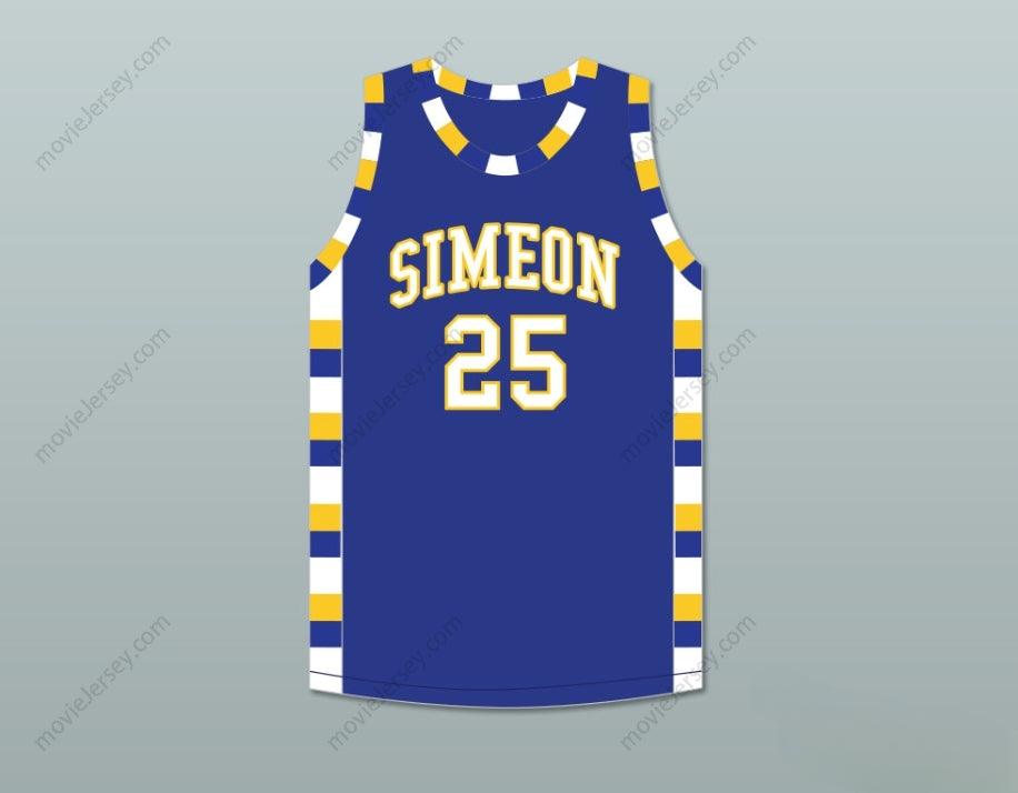 CUSTOM ANY Name Number DERRICK ROSE 25 SIMEON CAREER ACADEMY WOLVERINES ROYAL BLUE BASKETBALL JERSEY Top Stitched S-6XL
