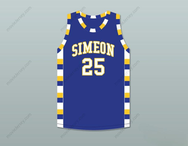 CUSTOM ANY Name Number DERRICK ROSE 25 SIMEON CAREER ACADEMY WOLVERINES ROYAL BLUE BASKETBALL JERSEY Top Stitched S-6XL