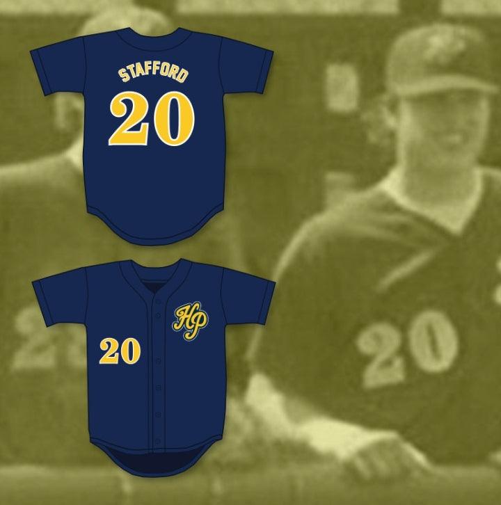 Custom Any Name Number MATTHEW STAFFORD 20 HIGHLAND PARK HIGH SCHOOL SCOTS NAVY BLUE BASEBALL JERSEY 4 Top Stitched S-6XL