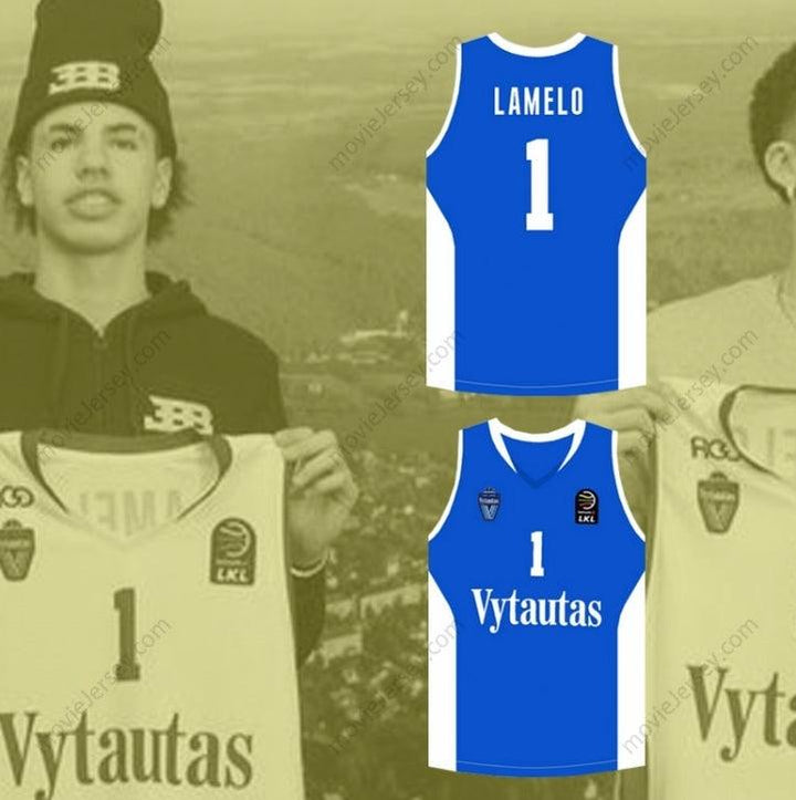 CUSTOM ANY Name Number LAMELO BALL 1 LITHUANIA VYTAUTAS BLUE BASKETBALL JERSEY Top Stitched S-6XL