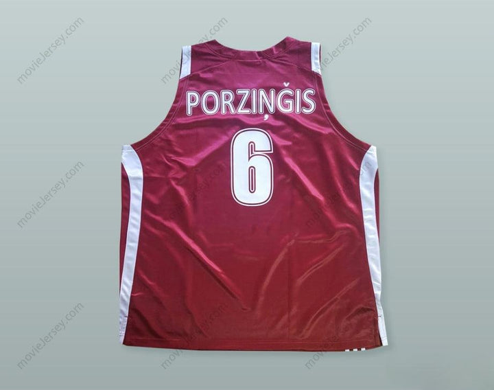 CUSTOM ANY Name Number KRISTAPS PORZINGIS 6 LATVIJA MAROON BASKETBALL JERSEY Top Stitched S-6XL