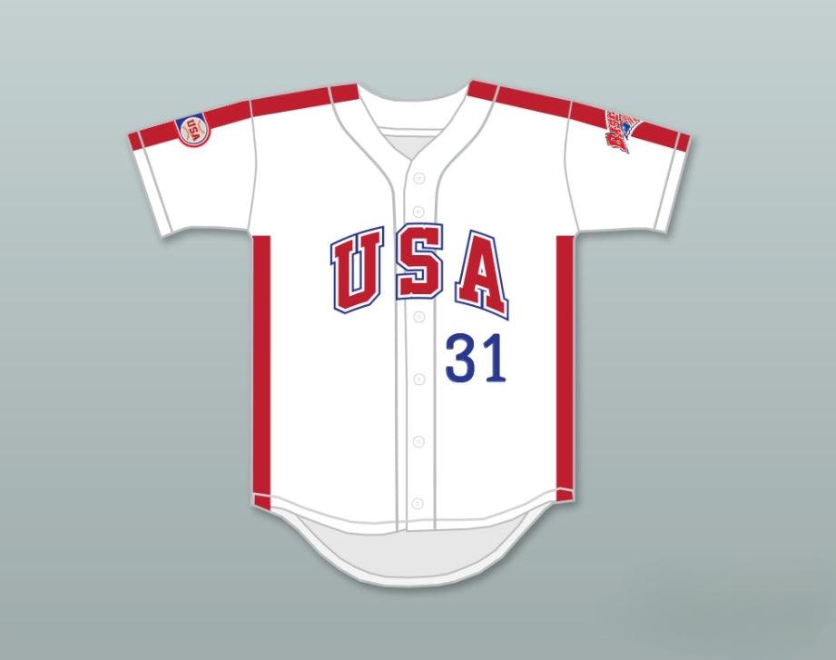 Custom Any Name Number PAT PACILLO 31 1984 USA TEAM WHITE BUTTON DOWN BASEBALL JERSEY Top Stitched S-6XL