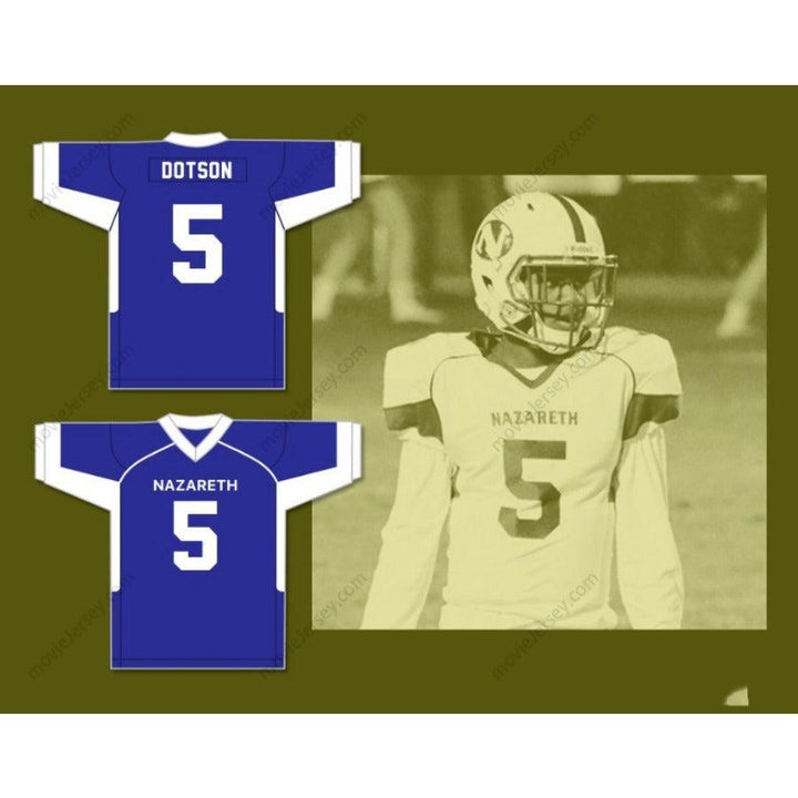 CUSTOM ANY Name Number JAHAN DOTSON 5 NAZARETH AREA HIGH SCHOOL BLUE  Football Jersey Top Stitched S-6XL