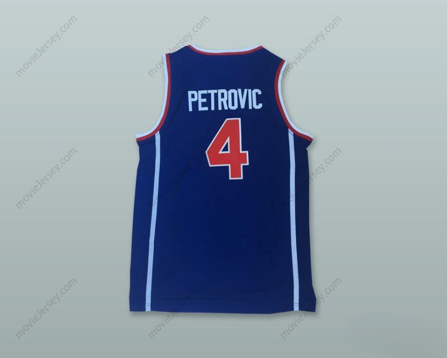 CUSTOM ANY Name Number DRAZEN PETROVIC 4 JUGOSLAVIJA BLUE BASKETBALL JERSEY Top Stitched S-6XL