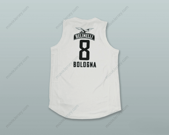 CUSTOM ANY Name Number FORTITUDO BOLOGNA 8 WHITE BASKETBALL JERSEY Top Stitched S-6XL