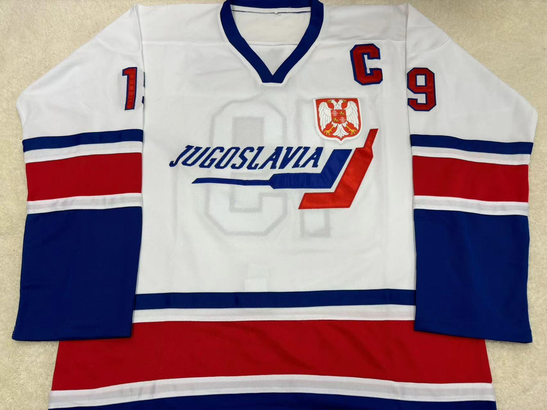Custom Any Name Number MARKO KOVACEVIC 19 YUGOSLAVIA INTERNATIONAL HOCKEY JERSEY Top Stitched S-6XL