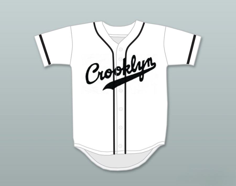 Custom Any Name Number CROOKLYN BLACK ON WHITE BASEBALL JERSEY ANY NAME OR NUMBER Top Stitched S-6XL