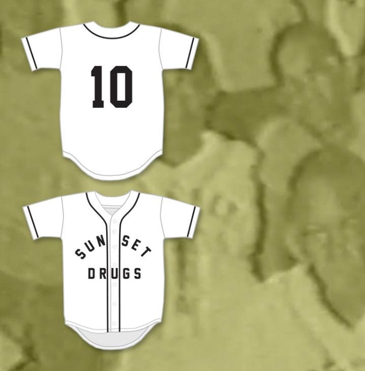Custom Any Name Number ANDRE DAWSON 10 SUNSET DRUGS LITTLE LEAGUE WHITE BASEBALL JERSEY 1 Top Stitched S-6XL