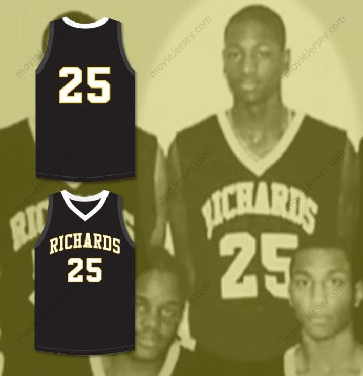 CUSTOM ANY Name Number DWYANE WADE 25 HAROLD L. RICHARDS HIGH SCHOOL BULLDOGS BLACK BASKETBALL JERSEY 5 Top Stitched S-6XL