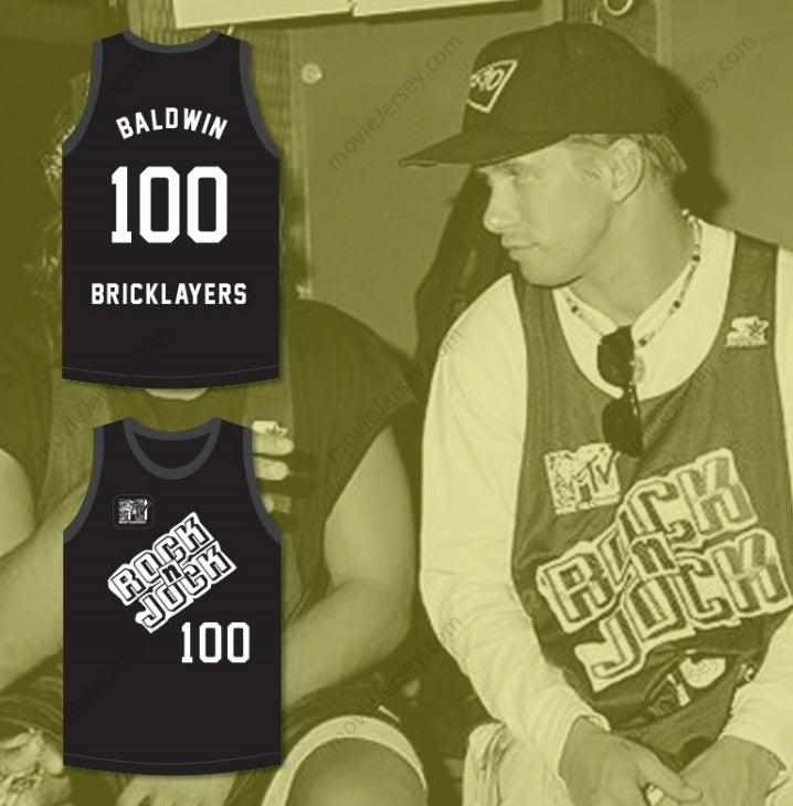 CUSTOM ANY Name Number STEPHEN BALDWIN 100 BRICKLAYERS BASKETBALL JERSEY 3RD ANNUAL ROCK N' JOCK B-BALL JAM 1993 Top Stitched S-6XL