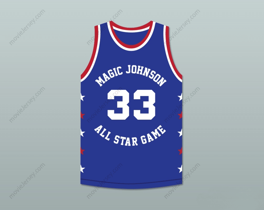CUSTOM ANY Name Number LARRY BIRD 33 MAGIC JOHNSON ALL STAR GAME BLUE BASKETBALL JERSEY 1986 MIDSUMMER NIGHT'S MAGIC CHARITY EVENT Top Stitched S-6XL