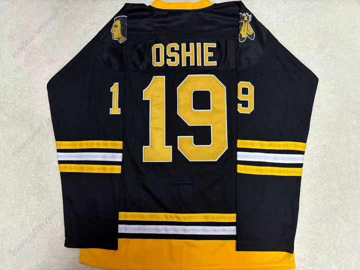 Custom Any Name Number T.J. OSHIE 19 WARROAD WARRIORS HIGH SCHOOL BLACK HOCKEY JERSEY 2 Top Stitched S-6XL