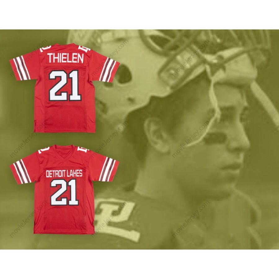 CUSTOM ANY Name Number ADAM THIELEN 21 DETROIT LAKES HIGH SCHOOL RED FOOTBALL JERSEY Top Stitched S-6XL