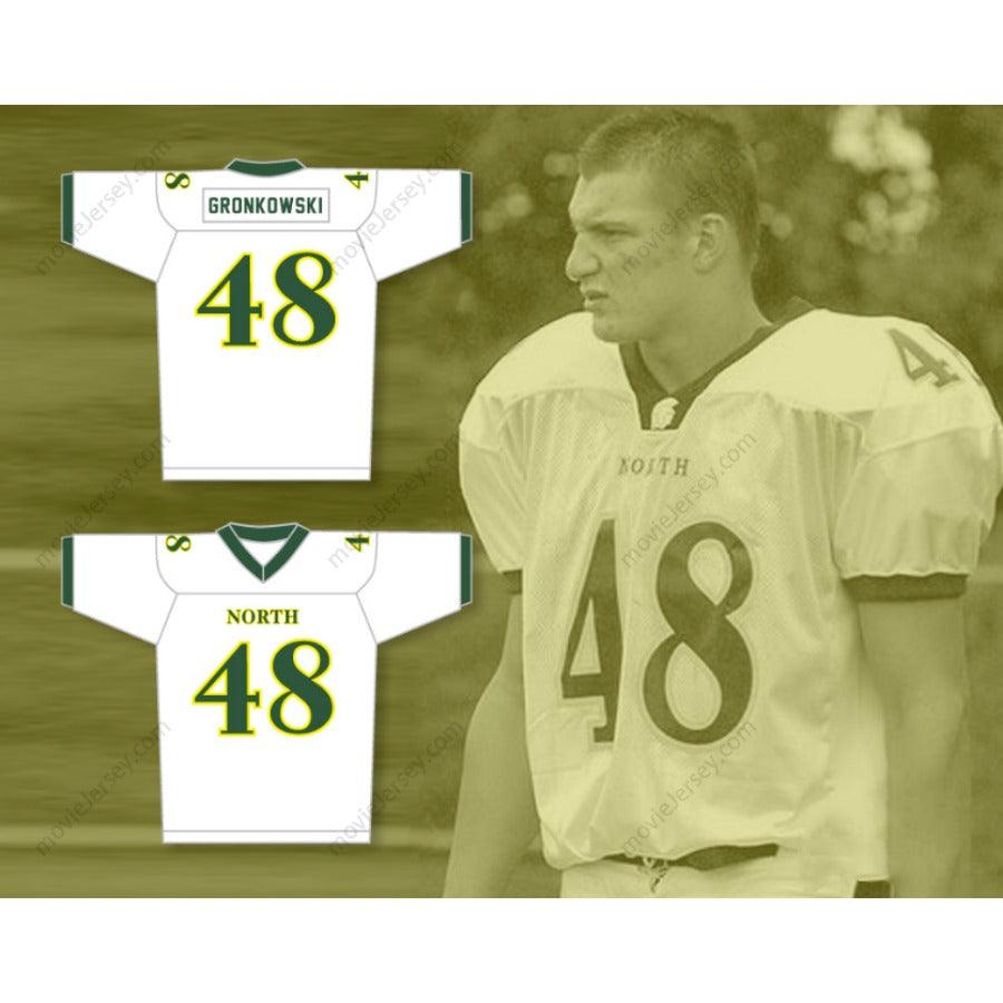 CUSTOM WHITE ROB GRONKOWSKI 48 NORTH HIGH SCHOOL FOOTBALL JERSEY Top Stitched S-6XL