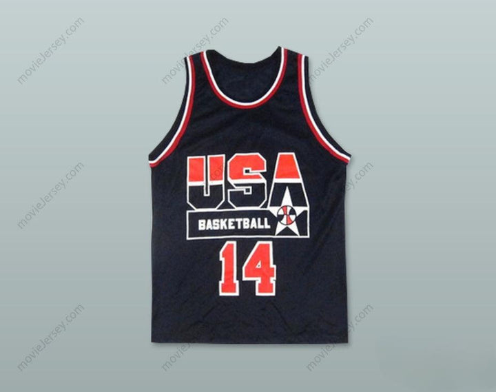 CUSTOM ANY Name Number ALONZO MOURNING 14 USA AWAY BASKETBALL JERSEY Top Stitched S-6XL