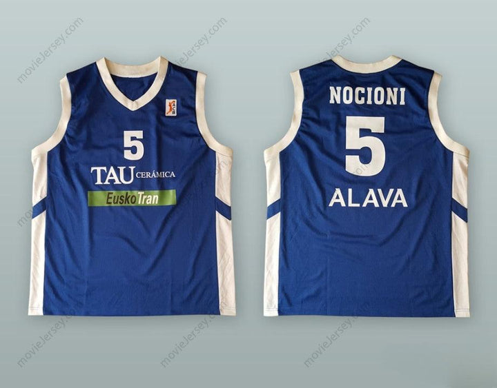 CUSTOM ANY Name Number ANDRES NOCIONI 5 TAU CERAMICA BLUE BASKETBALL JERSEY Top Stitched S-6XL