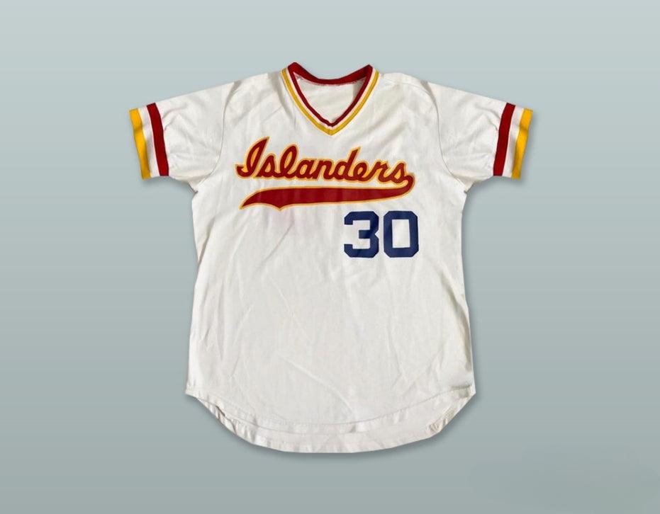 Custom Any Name Number HEDIBERTO VARGAS 30  ISLANDERS WHITE BASEBALL JERSEY Top Stitched S-6XL